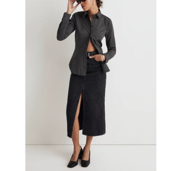 NWT Madewell Gray Darted Button-Up Shirt Sz 6 (Regenerative Chino Cotton) - Picture 1 of 5